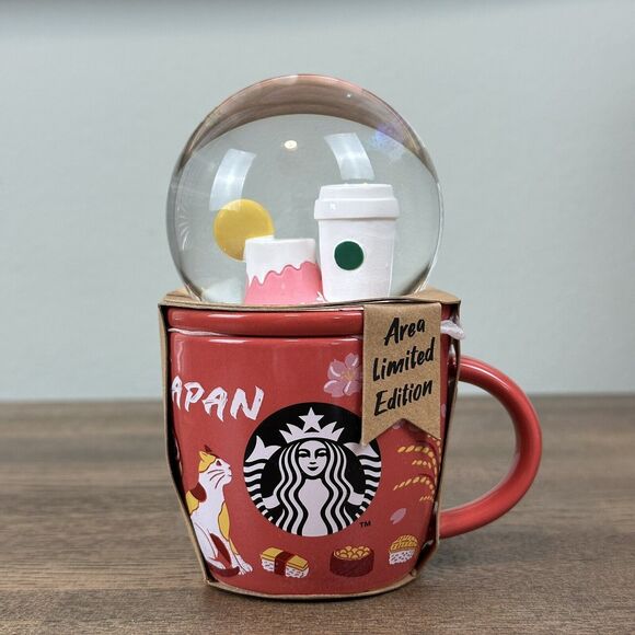 Starbucks Coffee Japan Snow Globe Mug Mt Fuji First Sunrise NEW Limited Holiday - Picture 1 of 10
